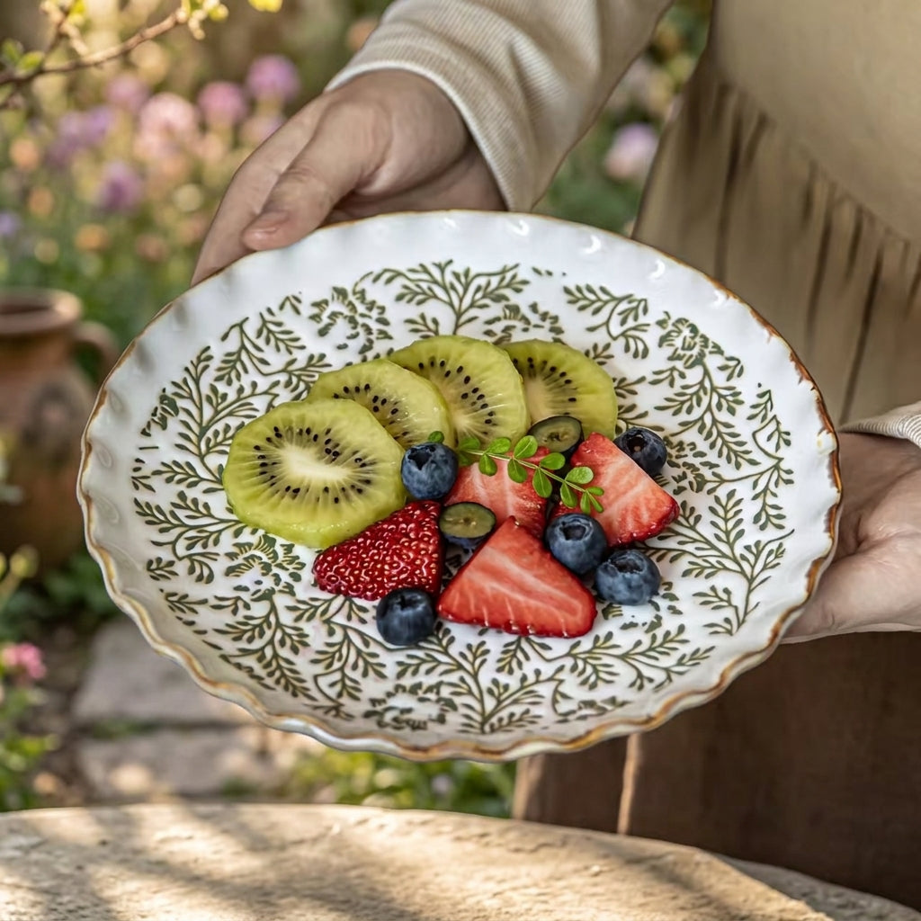 Ins Style Floral Ceramic Plate Salad Fruit Dinner Dish