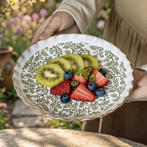 Ins Style Floral Ceramic Plate Salad Fruit Dinner Dish