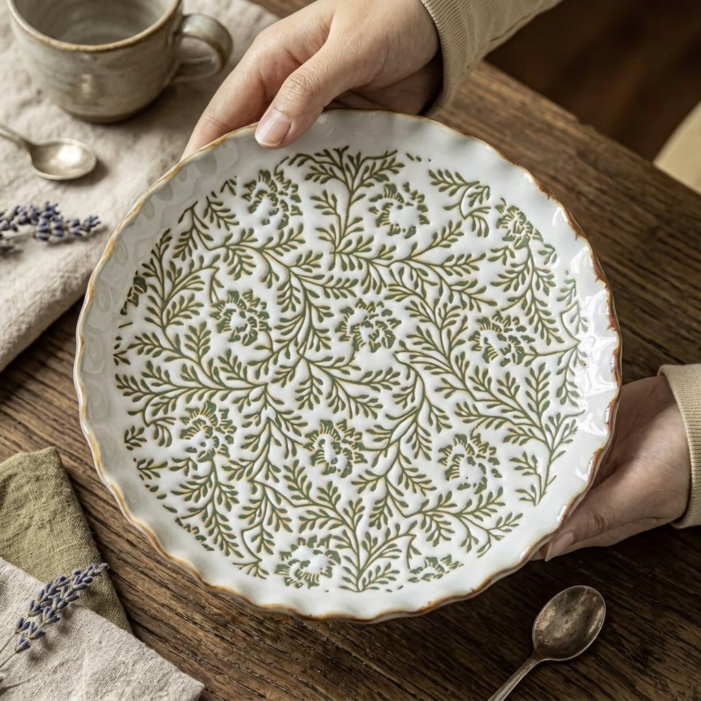Ins Style Floral Ceramic Plate Salad Fruit Dinner Dish