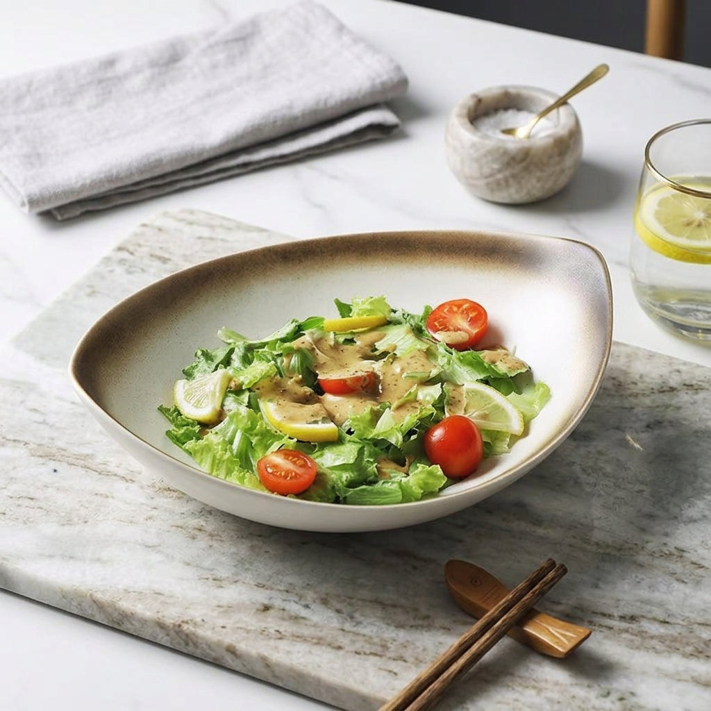 Japanese Deep Ceramic Bowl Plate Bone China Dinner Tableware