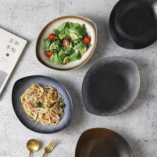 Japanese Deep Ceramic Bowl Plate Bone China Dinner Tableware